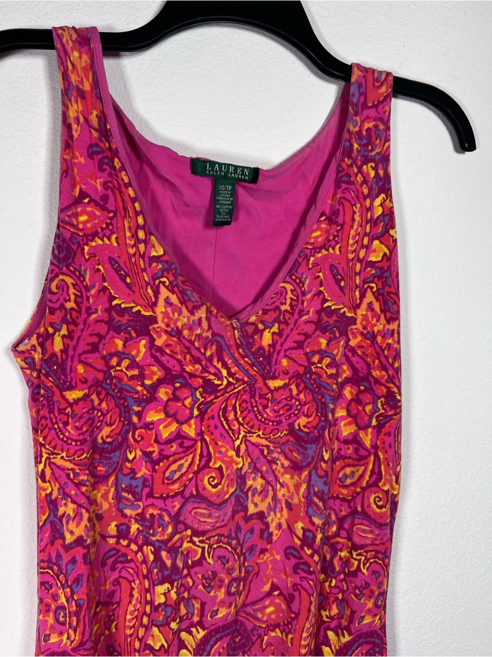 Ralph Lauren Pink Paisley V-Neck Sleeveless Midi Dress Size XS - Picture 2 of 3